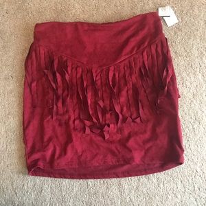 red fringe skirt
